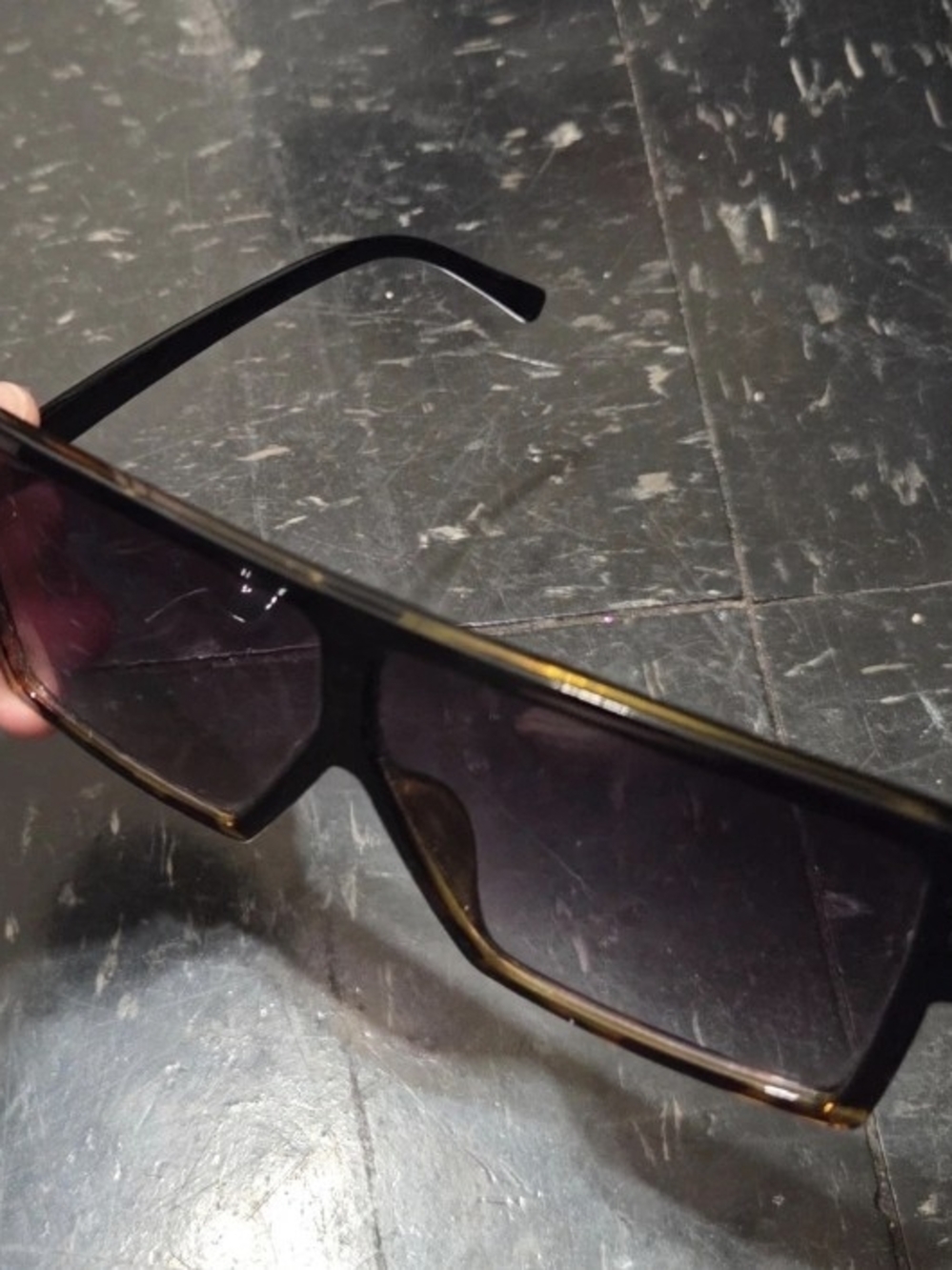 Men's Rectangular Sunglasses - Brown Frame with Black Lenses